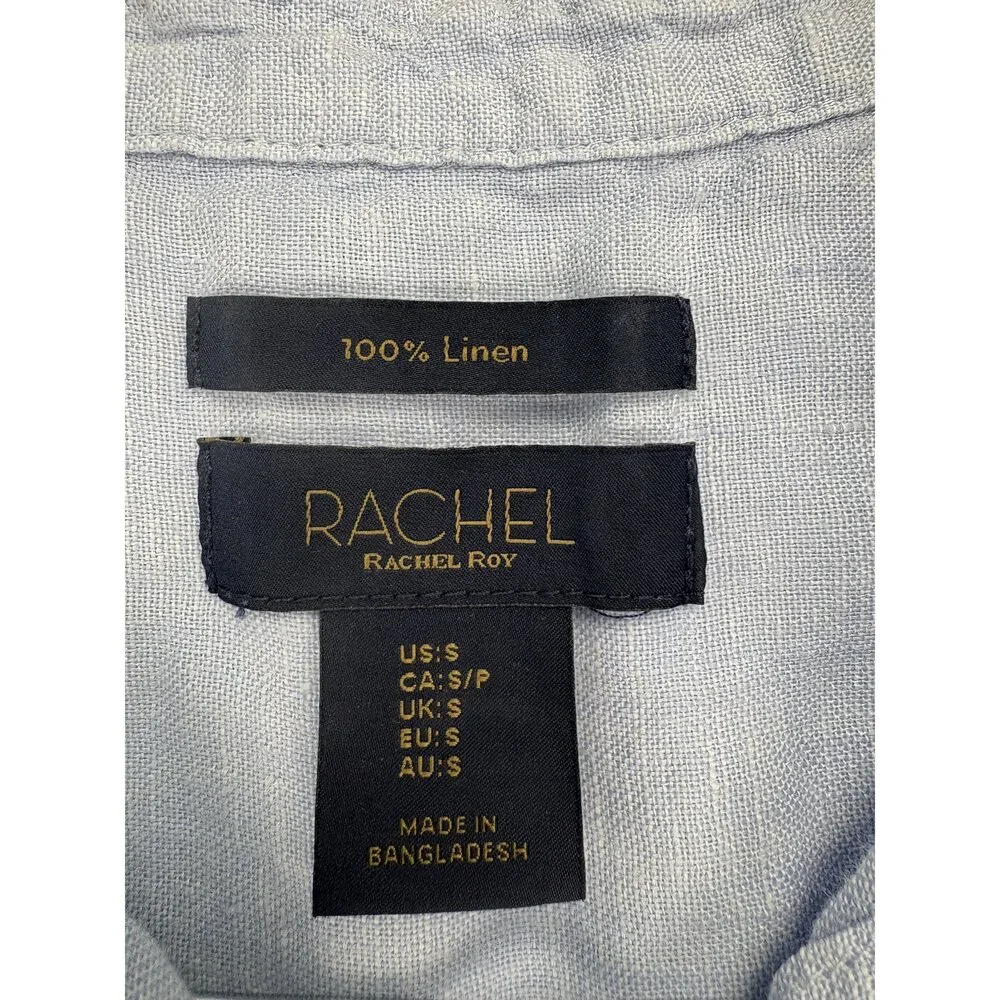 Rachel Roy 100% Linen Button-Down Shirt Short‎ Sleeve S